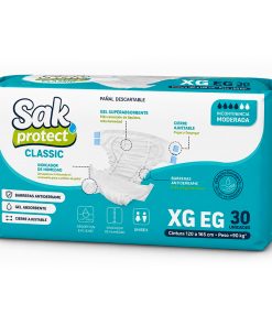 Pañal SAK Protect Classic talle XG (funda 4 paq. x30 un.)