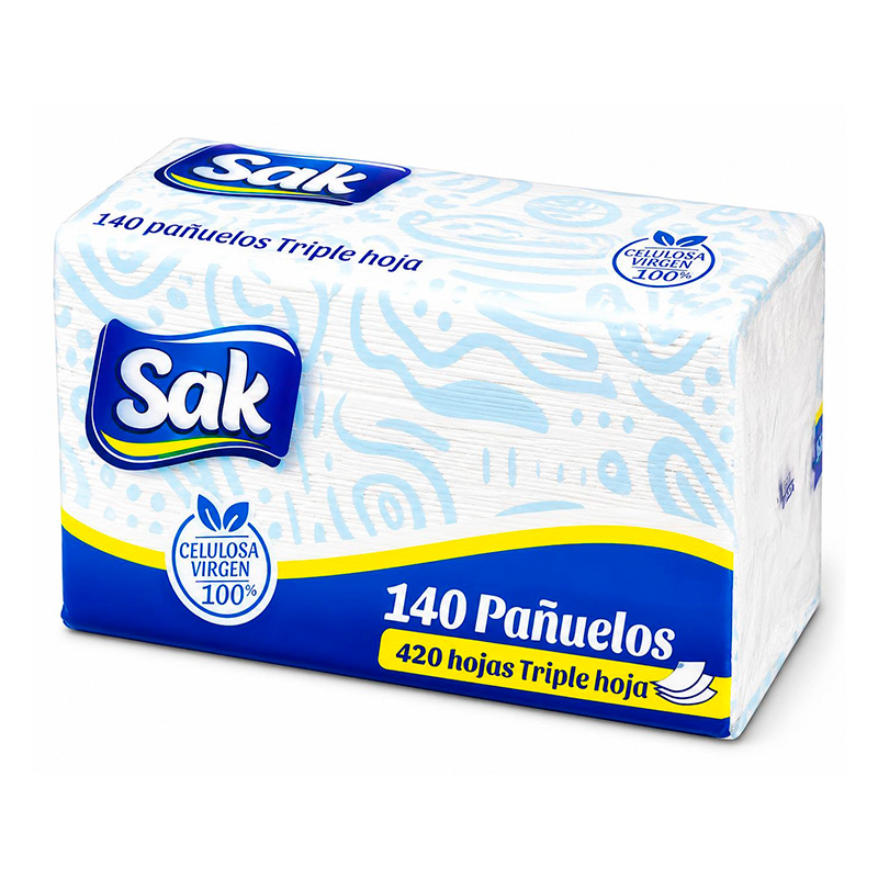 Pañuelo Sak x 140 Hoja Triple (Funda x 8 uds)