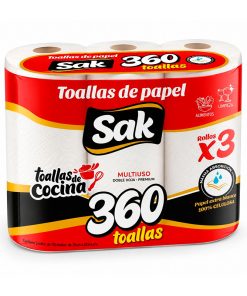 Rollo Coc. SAK Toalla Doble Hoja Premium 360 Paños (funda x6